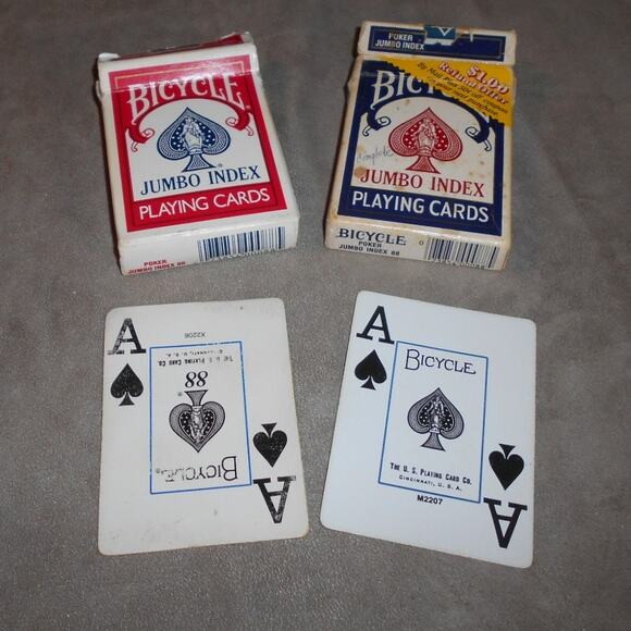 Bicycle Jumbo Index Open Deck Lot: M2207 Purple Back/X2206 Red Back - Picture 2 of 11